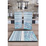 Decovetro Cam Sunum Servis Tabağı 3'lü Kare Set Marine Fish Waves