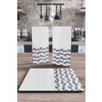 Decovetro Cam Sunum Servis Tabağı 3'lü Kare Set Marine Floral White