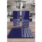 Decovetro Cam Sunum Servis Tabağı 3'lü Kare Set Marine Floral