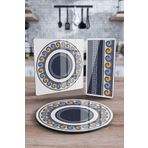Decovetro Cam Sunum Servis Tabağı 3'lü Karma Set Renkli Geometrik Desenli