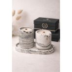 Decovian Home Design Crımson Noır Maıson-Onyx Collection-Mermer Desenli Taş Tozu Mumluk El Yapımı %100 Doğal Soyawax - Vegan - - 3'lü