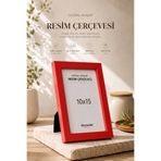 DecovianHomeDesign Doğal Ahşap Modern Ayaklı 10x15 Fotoğraf Çerçevesi | Kırmızı Renkli Masaüstü Çerçeve | Resimsiz