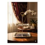 decovien İki Katlı Vintage Metal Kare Bayram Şekerlik Çikolatalık