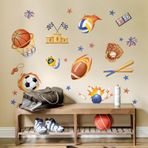 Decvictor Duvar dövmesi, 3D spor, top oyunları, duvar çıkartması, basketbol, futbol, duvar çıkartması, çocuk odası, bebek odası, genç odası, duvar dekorasyonu