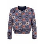 Ded COLLECTION Kadın Bohem Renkli Mandala Desenli Fermuarlı Scuba Bomber Ceket