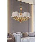 Dede Beş Kollu Ahşaplı Eskitme Sava Zamak Avize Kahve Şapkalı 20x65 cm
