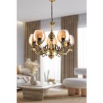 Dede Beş Kollu Sava Zamak Avize Bal Rengi Camlı 20x65 cm