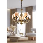 Dede Beş Kollu Sava Zamak Avize Bal Rengi Camlı 20x65 cm