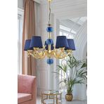 Dede Beş Kollu Zamak Avize Gold Mavi Çinili Mavi Şapkalı 69x81 cm