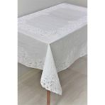Dede Ev Tekstil 120X150 Hazır Dantel Görünümlü Silinebilir Pvc Muşamba Masa Örtüsü Manolya - 120 x 150 cm - Beyaz