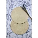 Dede Ev Tekstil 2'li 35 cm Hasır Jüt Örgü Supla Sunum Amerikan Servis Düz Renk - Krem - 35 x 35 cm