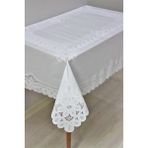 Dede Ev Tekstil Hazır Dantel Görünümlü Silinebilir PVC Muşamba Masa Örtüsü Zincir - 120 x 150 cm - Beyaz