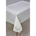 Dede Ev Tekstil Hazır Dantel Görünümlü Silinebilir PVC Muşamba Masa Örtüsü Zincir - 120 x 150 cm - Krem