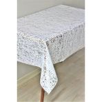 Dede Ev Tekstil Pvc Şeffaf Kaplama Muşamba Masa Örtüsü - Çaprazipdesen - 033D - Gri - 140 x 300 cm