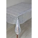 Dede Ev Tekstil Pvc Şeffaf Kaplama Muşamba Masa Örtüsü - Çaprazipdesen - 033D - Gümüş - 100 x 140 cm
