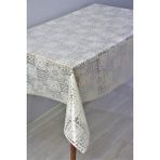 Dede Ev Tekstil Pvc Şeffaf Kaplama Silinebilir Masa Örtüsü-072d-Karemotif - 140 x 140 cm - Krem