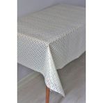 Dede Ev Tekstil Pvc Şeffaf Kaplama Silinebilir Masa Örtüsü Çapraz Hasır - 130 x 160 cm - Krem