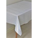 Dede Ev Tekstil Pvc Şeffaf Kaplama Silinebilir Masa Örtüsü Çapraz Hasır - Beyaz - 100 x 140 cm