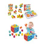 DEDE Sevimli Hayvanlar Bultak + 62 Parça Multi Blok + Bultak Puzzle 3lü Set
