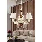 Dede Üç Kollu Ahşaplı Krem Rengi Sava Zamak Avize Krem Rengi Şapkalı 20x65 cm