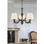 Dede Üç Kollu Metal Eskitme Cadena Döküm Zamak Avize Krem Şapkalı 20x65 cm