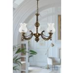 Dede Üç Kollu Metal Eskitme Cadena Döküm Zamak Avize Mat Beyaz Camlı 20x65 cm