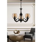 Dede Üç Kollu Riga Zamak Avize Siyah Bal Rengi Camlı 20x65 cm