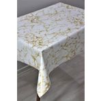 DedeEvTekstil Elyaf Astarlı Silinebilir Pvc Muşamba Masa Örtüsü - Mermer Gold 1068-2MermerGold