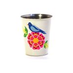 Dedemin Emayeleri Kahve Yanı Bardak Beyaz Kuşlu - Renkli - 200 ml