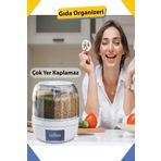 Deductly Çok Amaçlı 360° Dönebilen 6 Bölmeli Gıda Ve Kuru Bakliyat Organizeri Saklama Kabı BAKLİYAT ORGANİZER