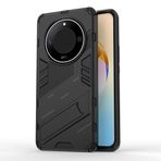 DEDUX Honor Magic 6 Lite 5G (Magic6 Lite) / X9b için Kılıf, Askeri Zırh Telefon Kılıfı Sert PC Silikon Tpu Tampon Katlanabilir Standlı. Siyah