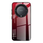 DEDUX Honor Magic 6 Lite 5G (Magic6 Lite) / X9b için Kılıf, Gradyan Temperli Cam Arka Kılıf ve Darbeye Dayanıklı Silikon Tpu Koruyucu Telefon Kılıfı (Kırmızı/Siyah)