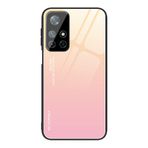 DEDUX Xiaomi Redmi Note 11 Pro+ 5G (Note 11 Pro Plus), Gradyan Temperli Cam Arka Kılıf ve Darbeye Dayanıklı Silikon Tpu Koruyucu Telefon Kılıfı (Altın/Pembe)