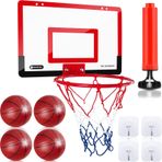 DEEKIN İç mekan mini basketbol çemberi seti, 4 top ve diğer basketbol aksesuarları ile kapı üstü basketbol potası, gençler ve yetişkinler için, Noel doğum günü hediyeleri, kapı ve duvar odası oyunu