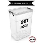 DEEMBRO 13-15 Kg (32 Lt ) Kedi Mama Saklama Kabı Kedi Maması Saklama Kabı Kutusu Hava Almaz Büyük Boy