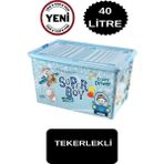 Deembro 40 Lt Tekerlekli Oyuncak Saklama Kutusu Düzenleyici Çocuk Odası Dolap Içi Oyuncak Saklama Kabı - Mavi