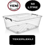 Deembro 50 Lt Tekerlekli Saklama Kutusu 50 Lt Tekerlekli Saklama Kabı Büyük Depolama Kutusu Büyük Saklama büyük boy
