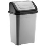 DEEMBRO 52 Lt Büyük Boy Çöp Kovası Tek Kapaklı Gri Mutfak Banyo Ofis Atık Kutusu Cafe Otel Çöp 31*43*68 Cm