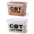 DEEMBRO 9lt+9 lt 2li set Kedi Maması Saklama Kutusu ve kedi kumu saklama kutusu Sızdırmaz contalı silikonlu