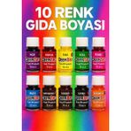 Deembro Gıda Boyası Seti Sıvı 10 Adet 10 Renk 10 ml x 10 Adet Su Bazlı Likit Gıda Boyaları 10 Lü Set - 100 gr