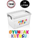 Deembro Oyuncak Saklama Kutusu 14 Lt Düzenleyici Çocuk Odası Dolap Içi Kilitli Baskılı Oyuncak Saklama Kabı - Şeffaf