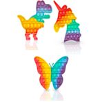 DEEMBRO Popit Oyuncak Pop It Push Buble Fidget Kelebek Unicorn Ve Dinozor Zihinsel Ve Duyusal 3 Üi Set