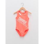 Deep Beach Beyaz Baskılı kız çocuk mayo DB200798CM - Pembe - 9 - 10 Yaş