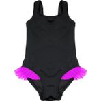 Deep Beach DB200618CM Siyah Pembe Fırfır Detaylı Kız Çocuk Mayo