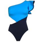 Deep Beach DB200743M Kolu Volan Detaylı Asimetrik Mavi Mayo