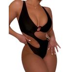 Deep Beach Halka Aksesuarlı Cut Out Mayo DB200781MA - 36 - Siyah