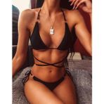 Deep Beach Ip ve Halka Detaylı Bikini Takım - 34 - Siyah