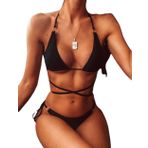 Deep Beach Ip ve Halka Detaylı Bikini Takım - 38 - Siyah