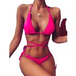 Deep Beach Ip ve Halka Detaylı Bikini Takım - 42 - Fuşya