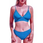 DEEP BEACH Kaplı Üçgen Bikini Üstü DB200051BU MAVİ 36